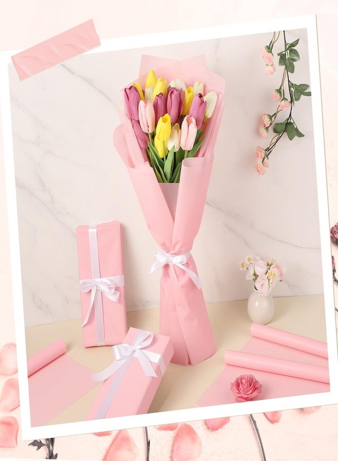 woric 25 Sheets Pink Flower Wrapping Paper, Waterproof Floral Bouquet Wrapping Paper for Valentine's Day Florist Supplies Packaging Birthday Party Favor DIY Crafts - Image 5
